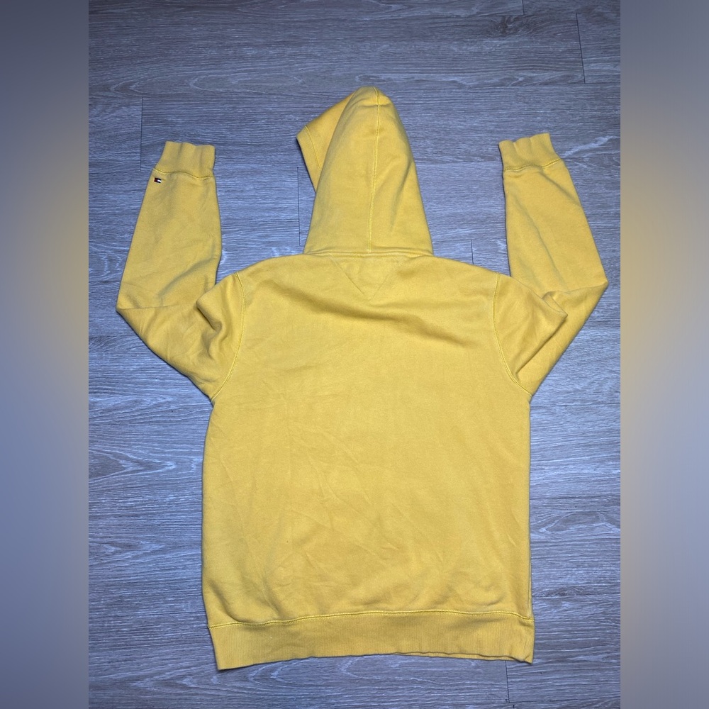 Vintage 90’s Style Tommy Hilfiger Quinn Logo Fleece Pullover Hoodie Men’s MEDIUM - Picture 6 of 8